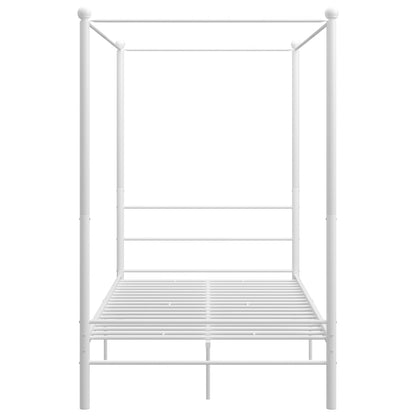 Letto a Baldacchino Bianco in Metallo 140x200 cm