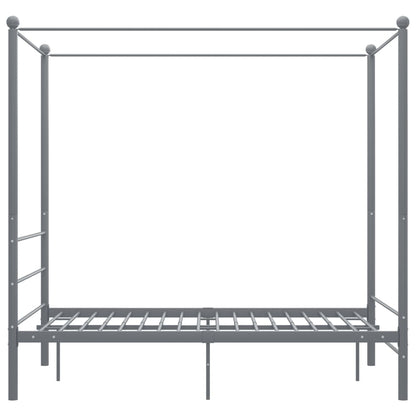 Letto a Baldacchino Grigio in Metallo 140x200 cm