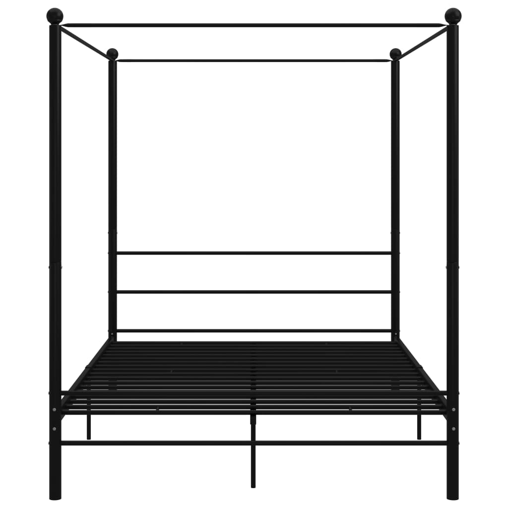Letto a Baldacchino Nero in Metallo 160x200 cm