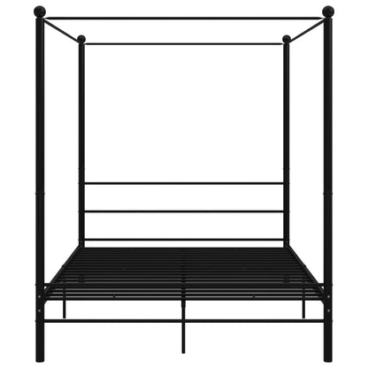 Letto a Baldacchino Nero in Metallo 160x200 cm