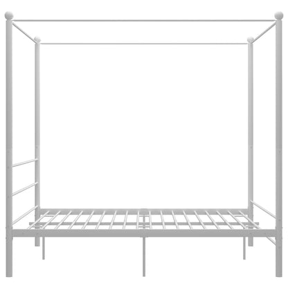 Letto a Baldacchino Bianco in Metallo 160x200 cm