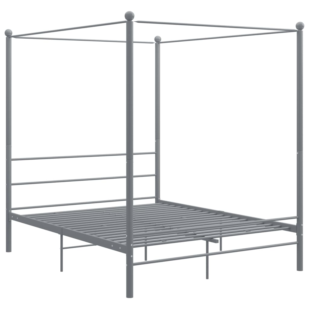 Letto a Baldacchino Grigio in Metallo 160x200 cm