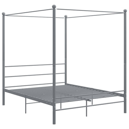 Letto a Baldacchino Grigio in Metallo 160x200 cm