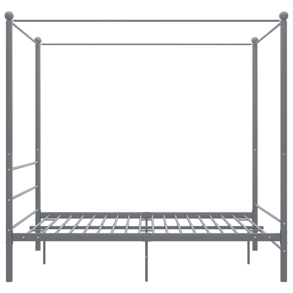 Letto a Baldacchino Grigio in Metallo 160x200 cm