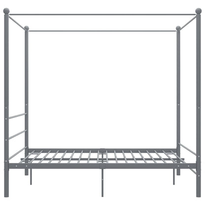 Letto a Baldacchino Grigio in Metallo 160x200 cm