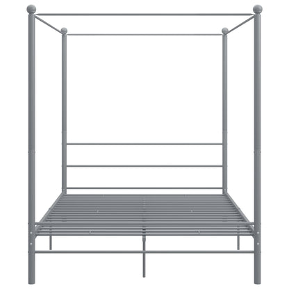Letto a Baldacchino Grigio in Metallo 160x200 cm