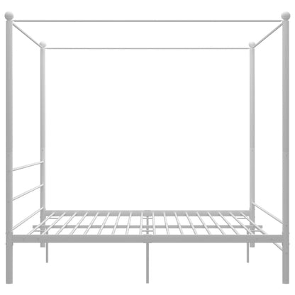 Letto a Baldacchino Bianco in Metallo 180x200 cm