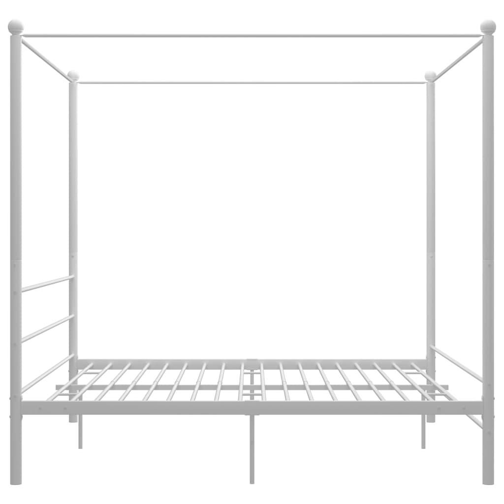 Letto a Baldacchino Bianco in Metallo 200x200 cm