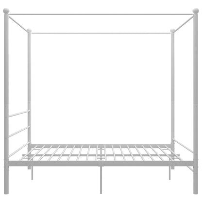 Letto a Baldacchino Bianco in Metallo 200x200 cm