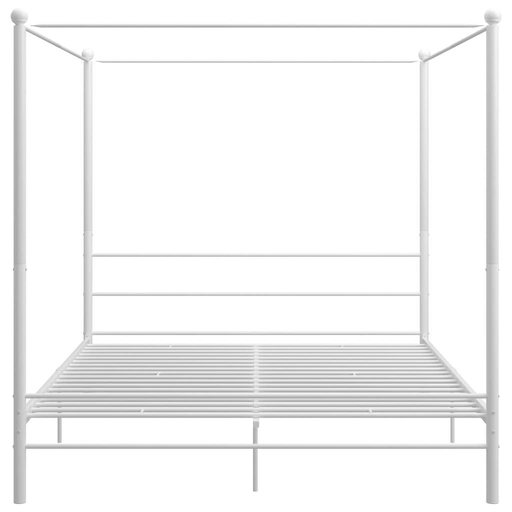Letto a Baldacchino Bianco in Metallo 200x200 cm