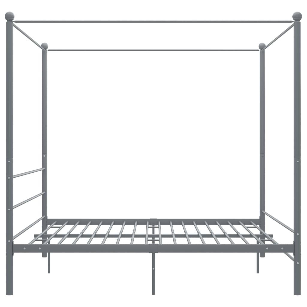 Letto a Baldacchino Grigio in Metallo 200x200 cm