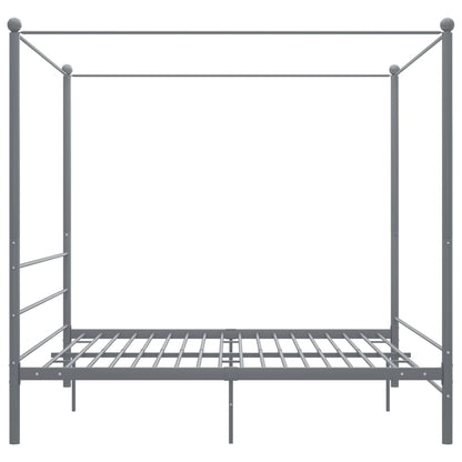 Letto a Baldacchino Grigio in Metallo 200x200 cm