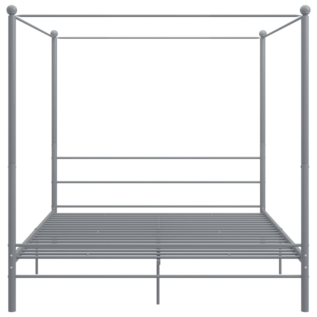 Letto a Baldacchino Grigio in Metallo 200x200 cm