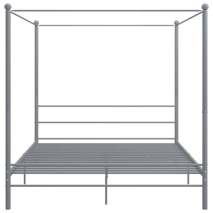 Letto a Baldacchino Grigio in Metallo 200x200 cm