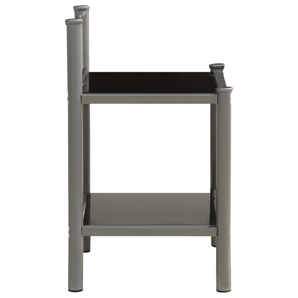Comodino Grigio e Nero 45x34,5x60,5 cm in Metallo e Vetro
