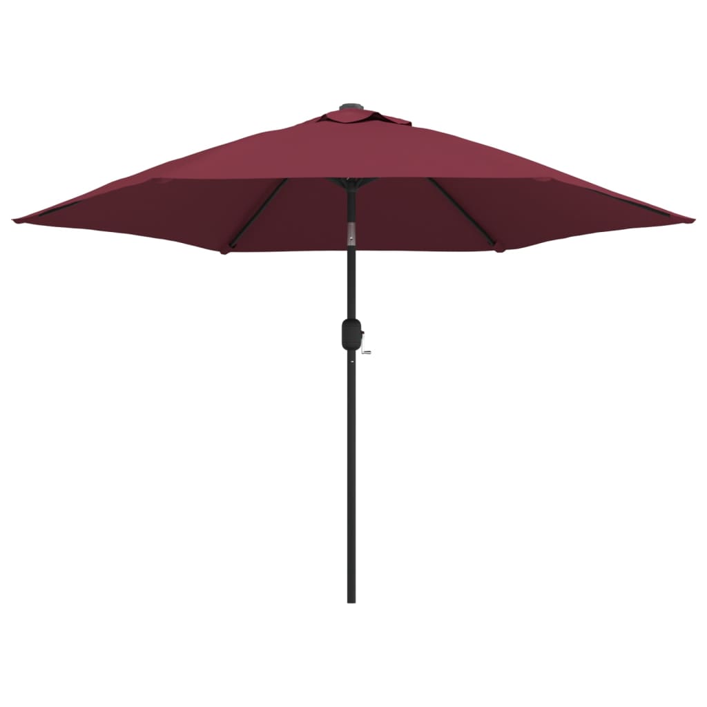 Ombrellone da Giardino con LED Palo Acciaio 300 cm Rosso BordÃ²