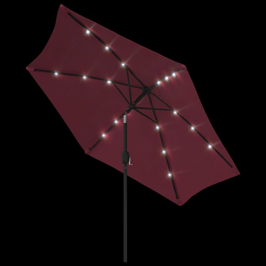Ombrellone da Giardino con LED Palo Acciaio 300 cm Rosso BordÃ²