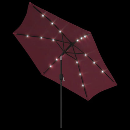 Ombrellone da Giardino con LED Palo Acciaio 300 cm Rosso BordÃ²