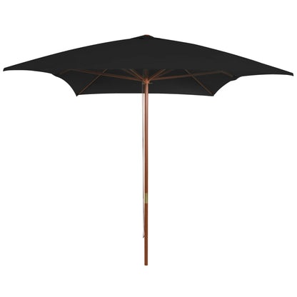 Ombrellone da Giardino con Palo in Legno Nero 200x300 cm