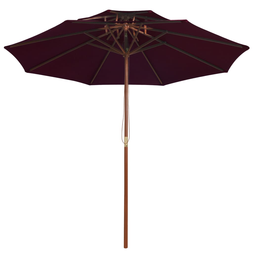 Ombrellone a Due Livelli con Palo in Legno 270 cm Rosso BordÃƒÂ²