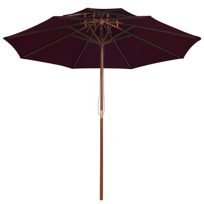 Ombrellone a Due Livelli con Palo in Legno 270 cm Rosso BordÃƒÂ²