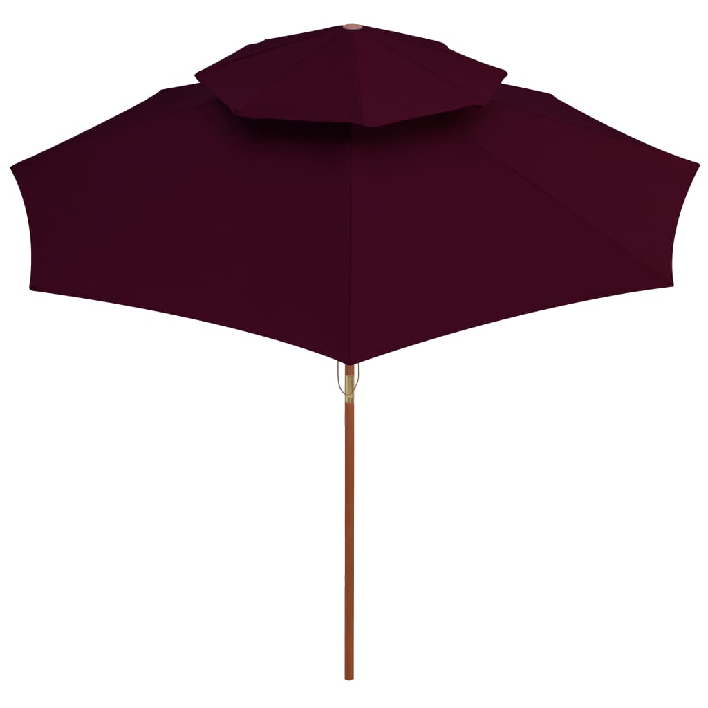 Ombrellone a Due Livelli con Palo in Legno 270 cm Rosso BordÃƒÂ²