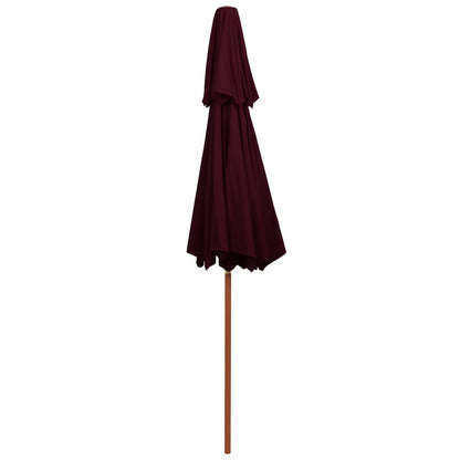 Ombrellone a Due Livelli con Palo in Legno 270 cm Rosso BordÃƒÂ²