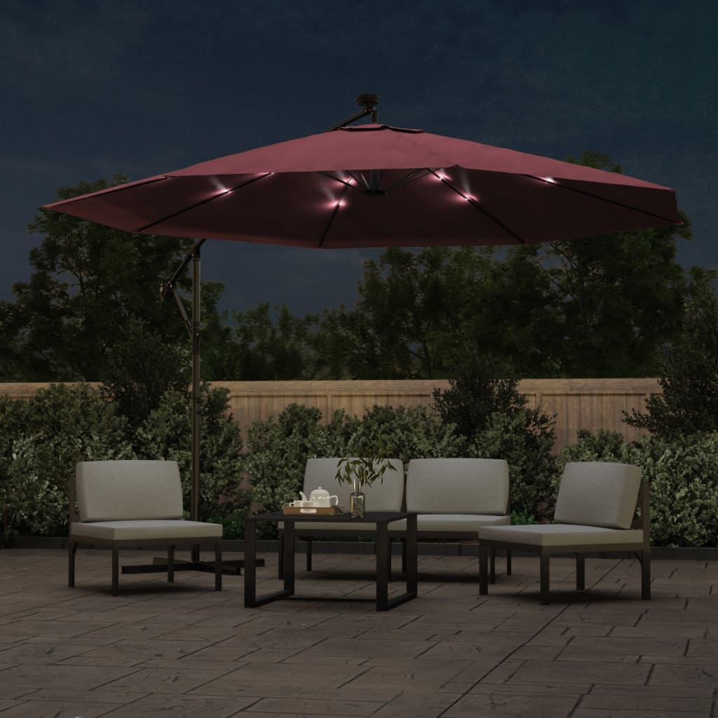 Ombrellone a Sbalzo con LED Rosso BordÃƒÂ² 350 cm