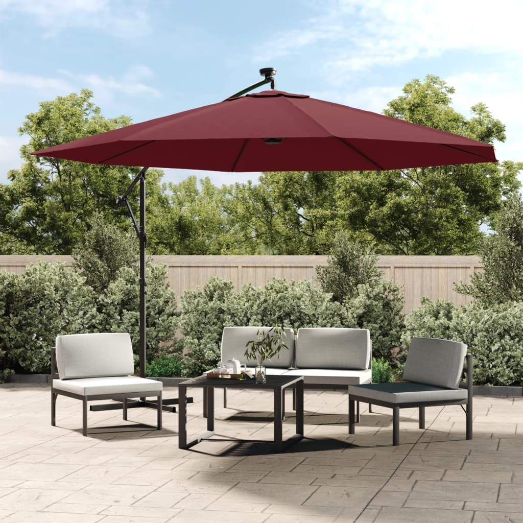Ombrellone a Sbalzo con LED Rosso BordÃƒÂ² 350 cm