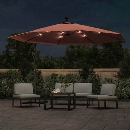 Ombrellone a Sbalzo con LED Terracotta 350 cm