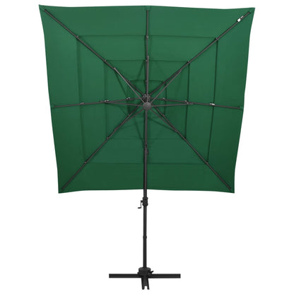 Ombrellone a Sbalzo 4 Livelli Palo Alluminio 250x250 cm Verde