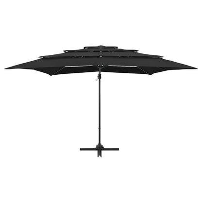Ombrellone a Sbalzo a 4 Livelli Palo Alluminio 250x250 cm Nero