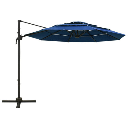 Ombrellone da Giardino 4 Livelli Palo in Alluminio Azzurro 3x3m