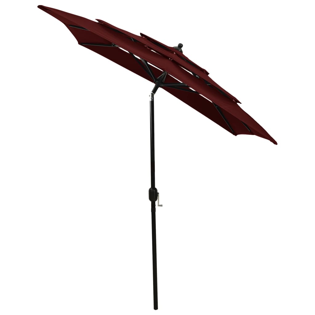 Ombrellone a 3 Livelli con Palo in Alluminio Rosso BordÃ² 2x2 m
