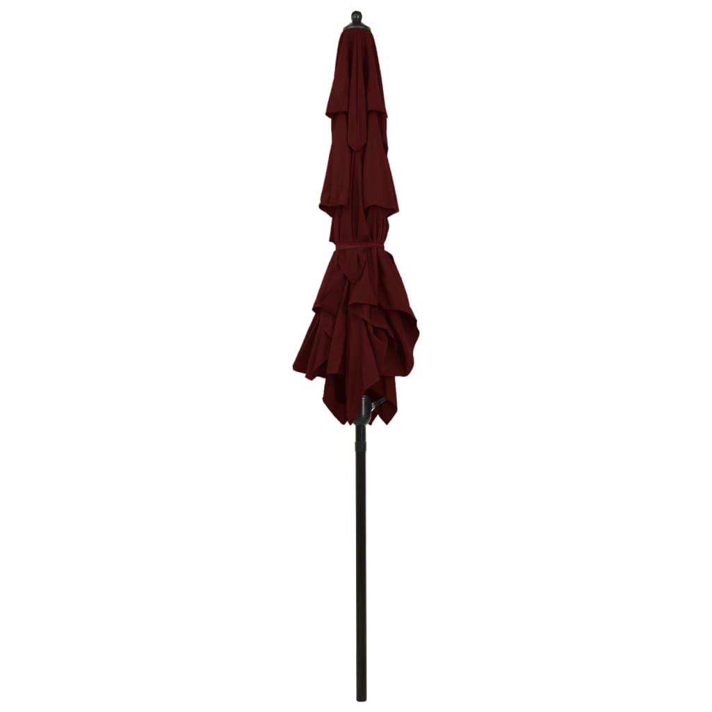 Ombrellone a 3 Livelli con Palo in Alluminio Rosso BordÃ² 2x2 m