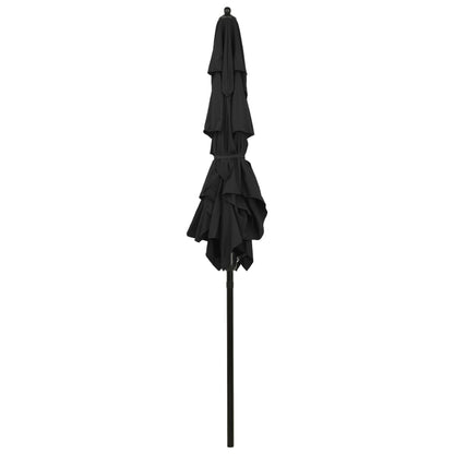 Ombrellone a Sbalzo 3 Livelli Palo Alluminio 2x2 m Nero