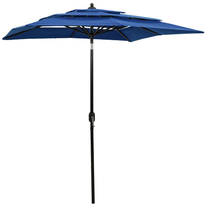 Ombrellone da Giardino 3 Livelli Palo in Alluminio Azzurro 2x2m