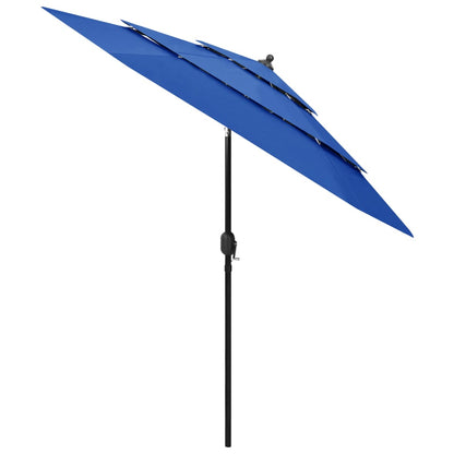 Ombrellone da Giardino 3 Livelli Palo in Alluminio Azzurro 2,5m
