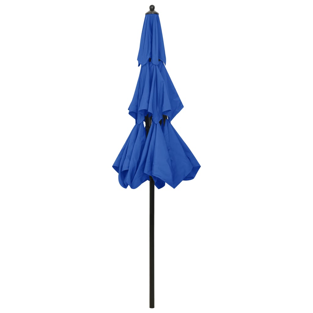 Ombrellone da Giardino 3 Livelli Palo in Alluminio Azzurro 2,5m