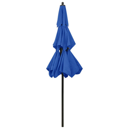 Ombrellone da Giardino 3 Livelli Palo in Alluminio Azzurro 2,5m