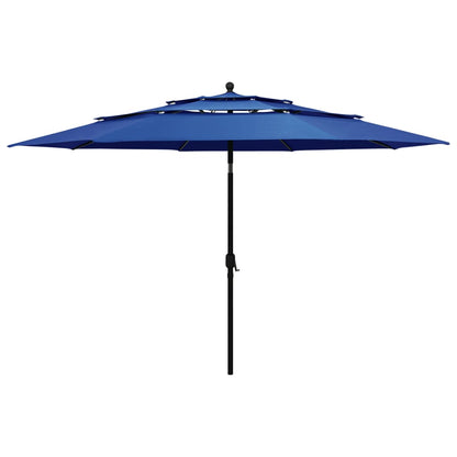 Ombrellone da Giardino 3 Livelli Palo in Alluminio Azzurro 3,5m