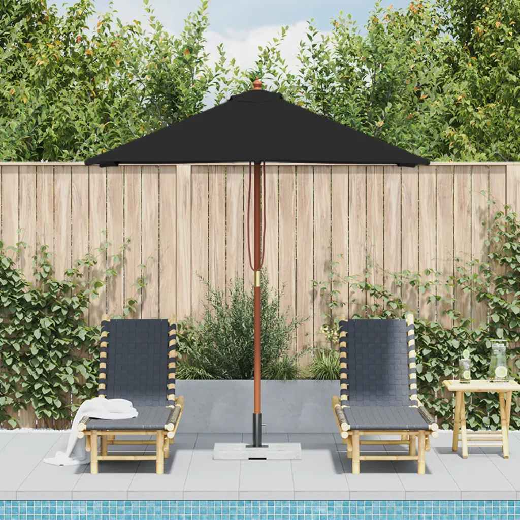 Ombrellone da Giardino con Palo in Legno 150x200 cm Nero