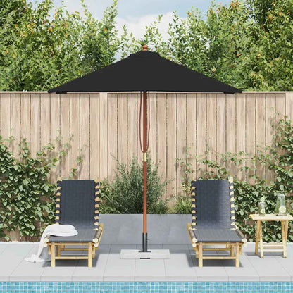 Ombrellone da Giardino con Palo in Legno 150x200 cm Nero