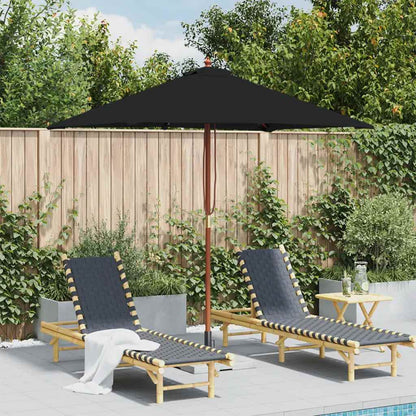 Ombrellone da Giardino con Palo in Legno 150x200 cm Nero