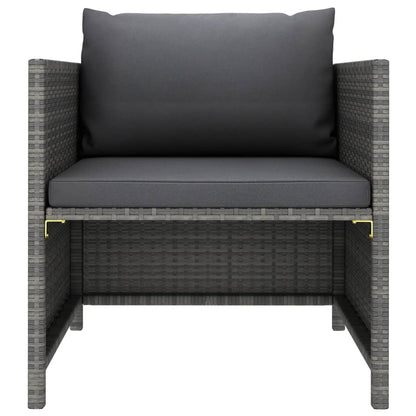 Divano da Giardino con Cuscini Grigio in Polyrattan
