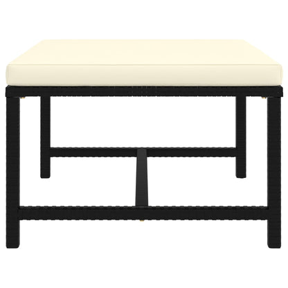 Poggiapiedi Modulare con Cuscino in Polyrattan Nero