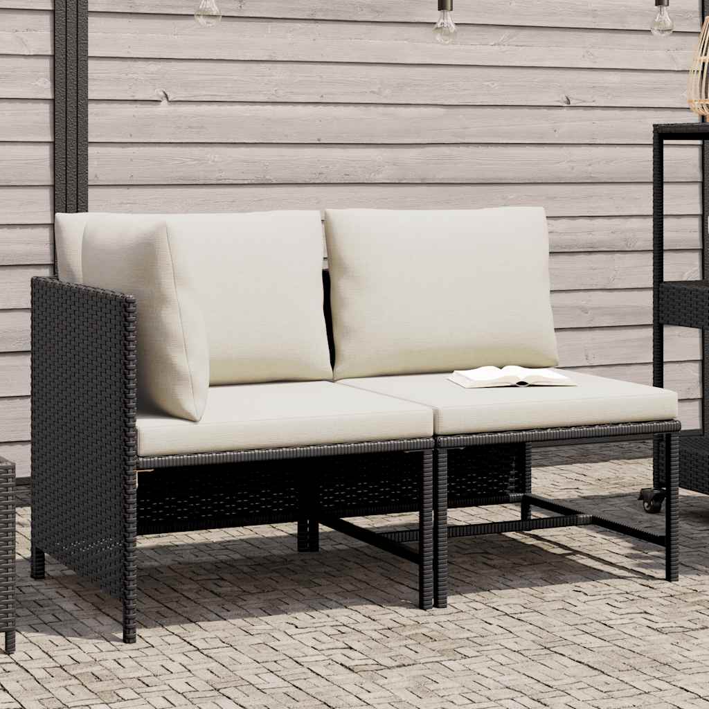 Set Divani da Giardino 2 pz con Cuscini in Polyrattan Nero