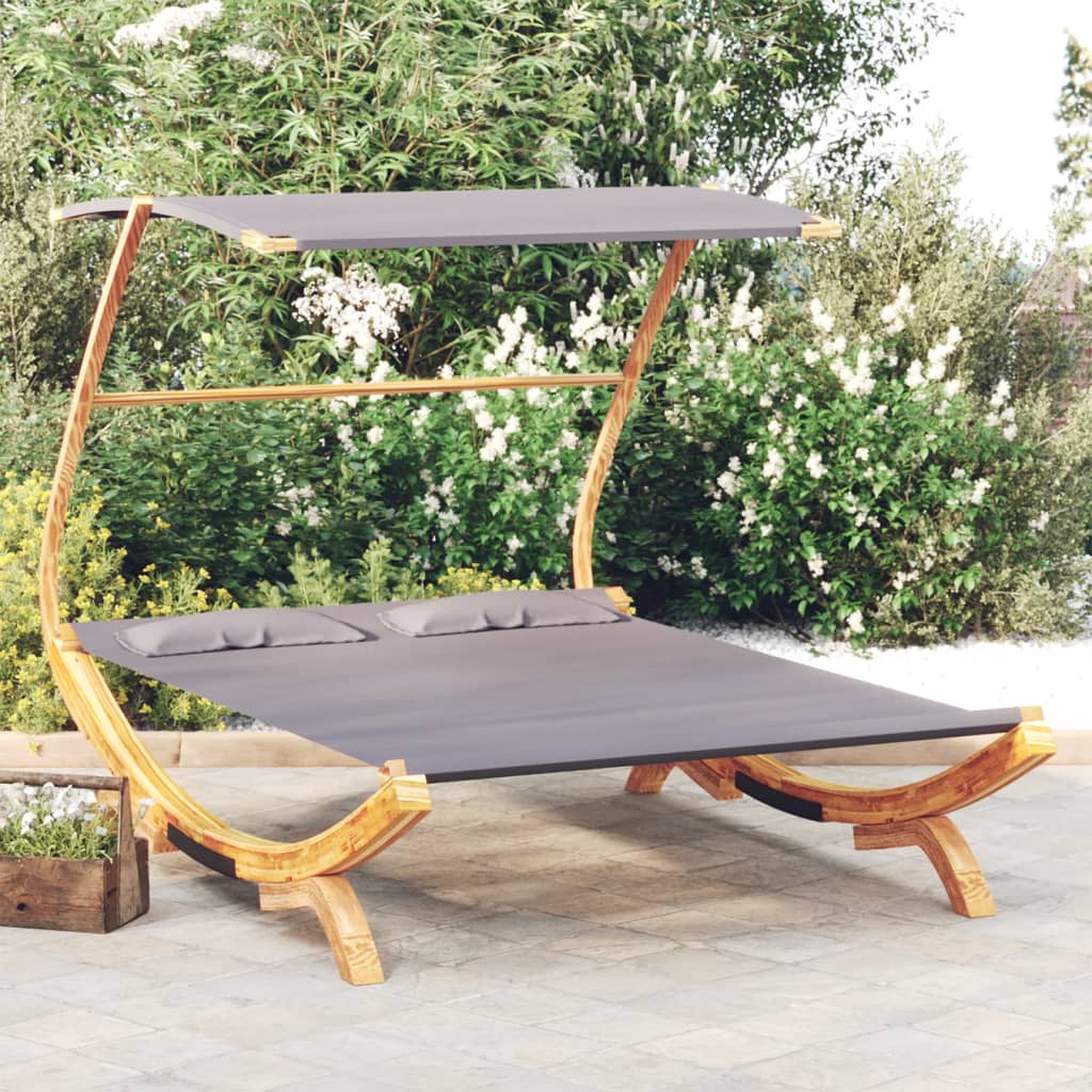Lettino con Tettuccio 165x203x138 cm in Legno Curvato Antracite
