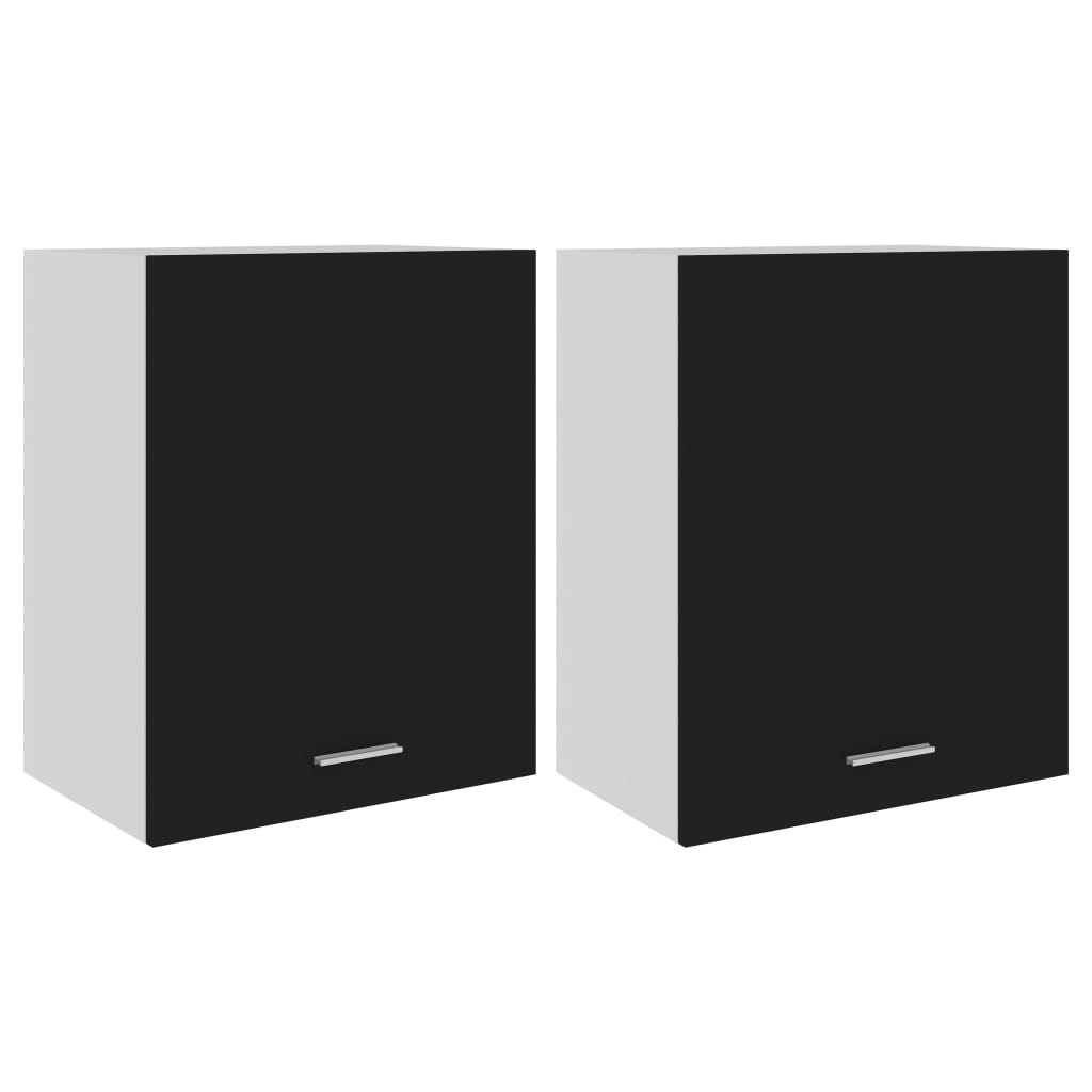 Mobili Pensili 2 pz Neri 50x31x60 cm in Legno Multistrato