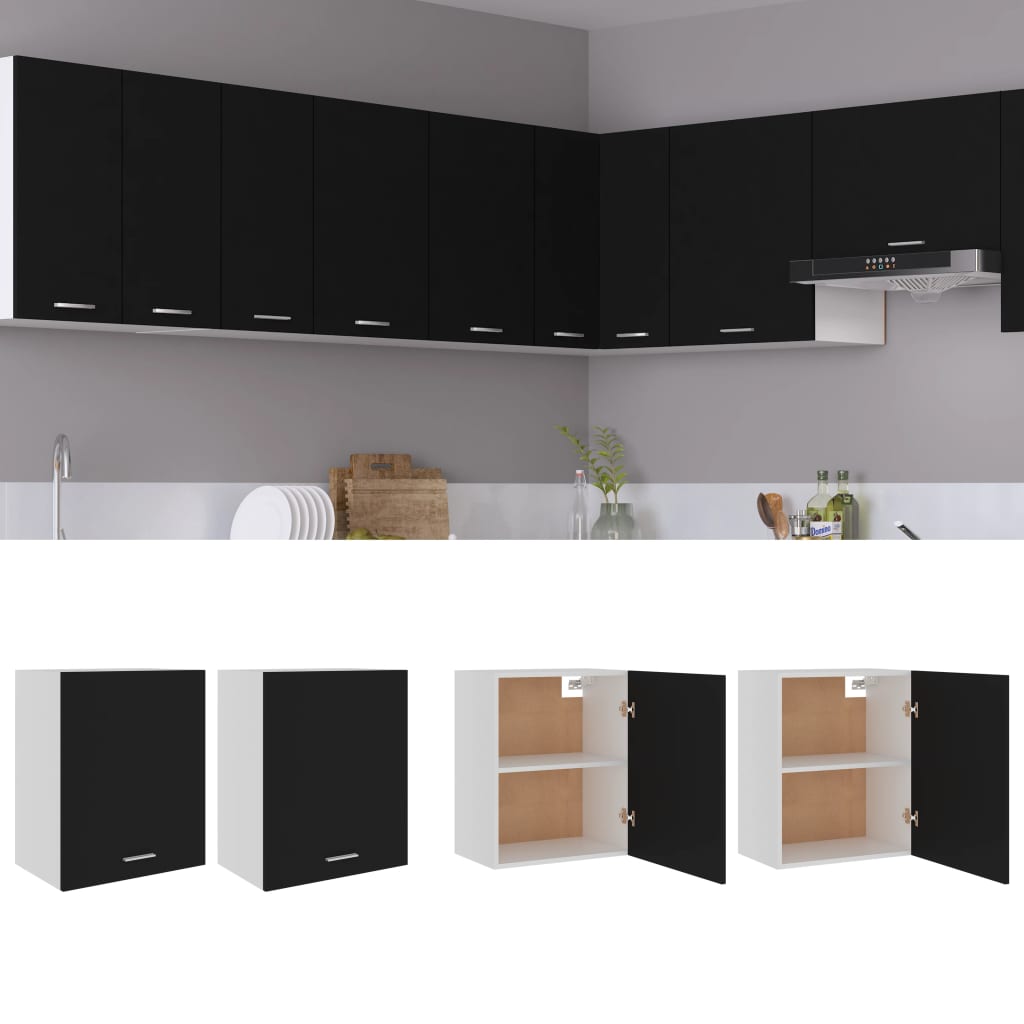 Mobili Pensili 2 pz Neri 50x31x60 cm in Legno Multistrato